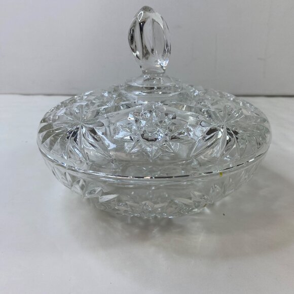 Anchor Hocking Crystal Candy Dish Lid Textured Starburst Design Decor Vintage - Picture 1 of 10